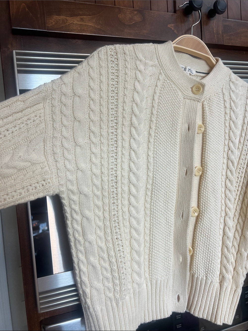 ALEX MILL CABLE KNIT NICO CHUNKY CARDIGAN IVORY SIZE SMALL - Picture 9 of 13